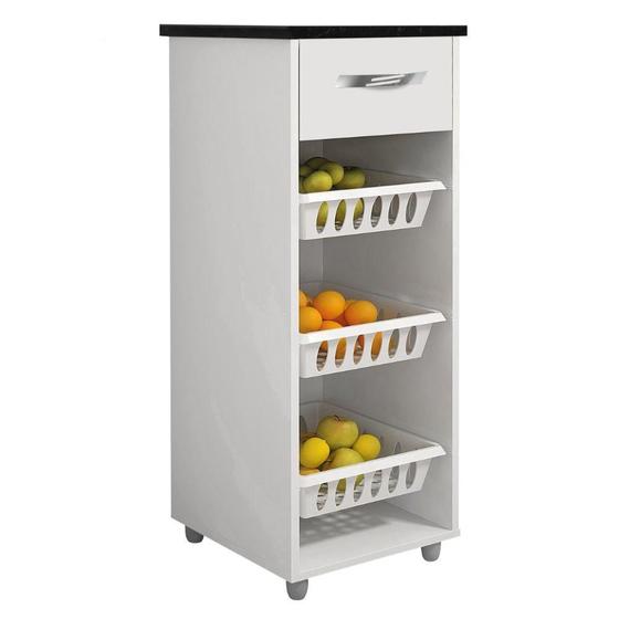 Imagem de Balcão com Fruteira Mini Croácia 1 Gaveta CHF Branco