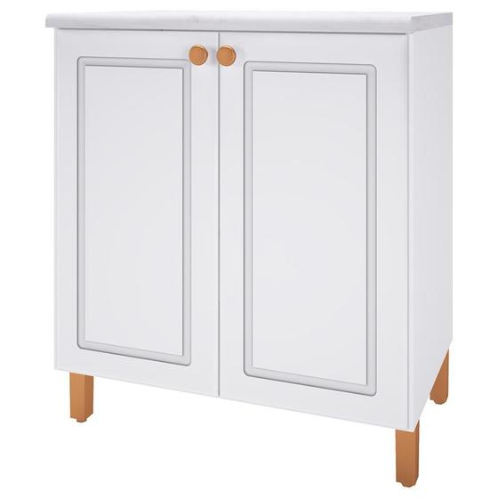 Imagem de Balcão com Tampo Indékes New Lara 2 Portas, Branco, 80 cm