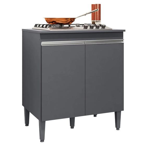 Imagem de Balcão Cooktop 2 Portas Andréia Cinza Fosco AJL Móveis