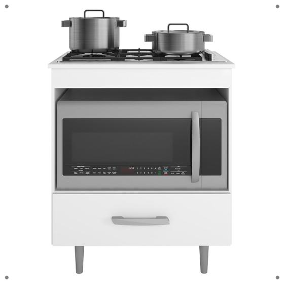 Imagem de Balcão Cooktop Alecrim Para Cozinha Moderno Com 1 Gaveta - LH Móveis 