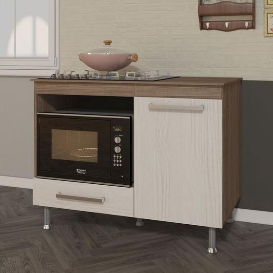 Balcão Cooktop e Forno Com 2 Portas Cooktop para 4 ou 5 Bocas Nogal/Salinas Menor preço em Balcão Cooktop e Forno Com 2 Portas Cooktop para 4 ou 5 Bocas Nogal/Salinas