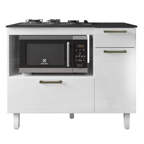 Balcão Cooktop Master 2 Portas e 1 Gaveta Branco Lacca Zanzini Móveis