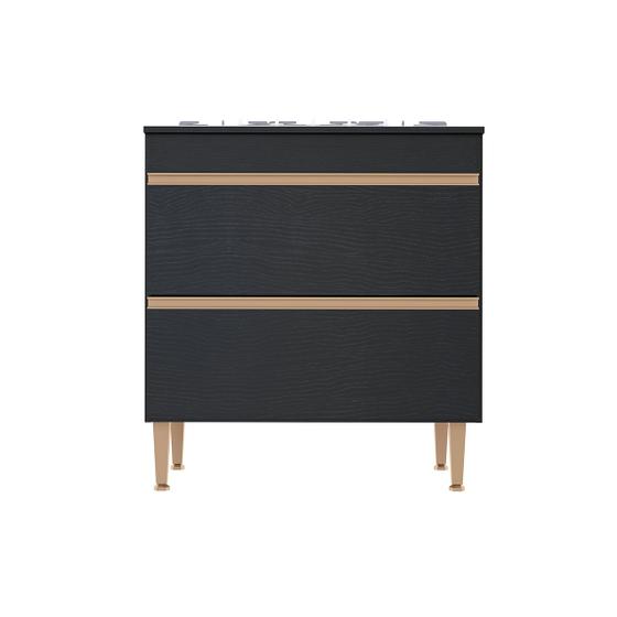 Imagem de Balcão Cooktop para Cozinha Sabrina com 2 Gavetas 80 Cm MDP Preto 0454 MENU