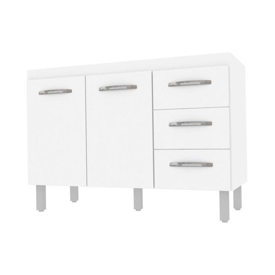 Balcão Cozinha Armário Gabinete para Pia de 100 cm Aurora 2 portas e 3 Gavetas Branco Frente Branca Menor preço em Balcão Cozinha Armário Gabinete para Pia de 100 cm Aurora 2 portas e 3 Gavetas Branco Frente Branca