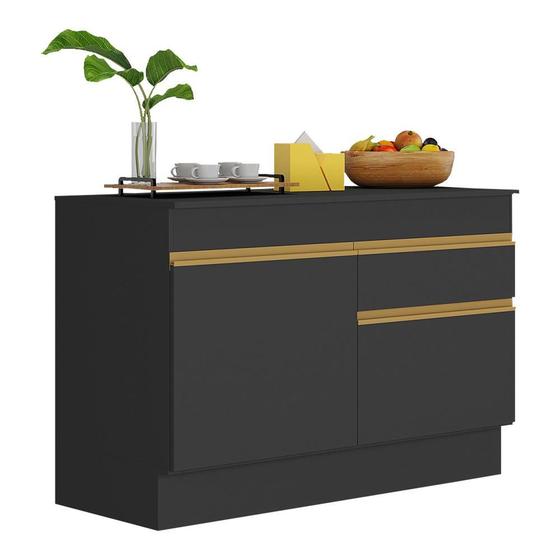 Imagem de Balcão Cozinha com Rodapé Gabinete Pia 120 cm 2 Portas 1 Gaveta Veneza GB Multimóveis MP2117 Preto