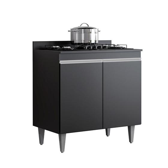 Balcão Cozinha Cooktop 80cm Preto - Vallisa Decor Menor preço em Balcão Cozinha Cooktop 80cm Preto - Vallisa Decor