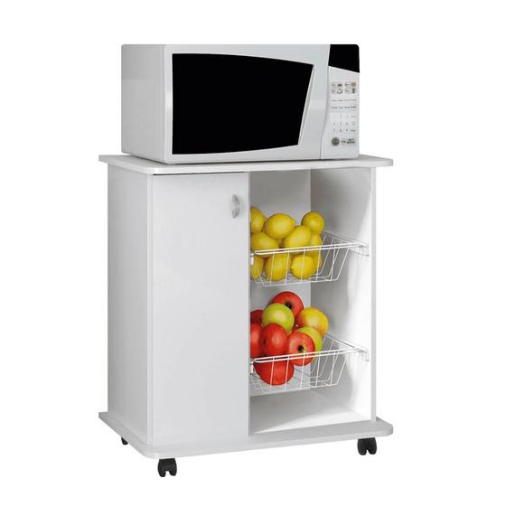 Imagem de Balcão Cozinha Fruteira 1 Porta MDP com Rodízio Base microondas 77x68x45cm Ditália MF95