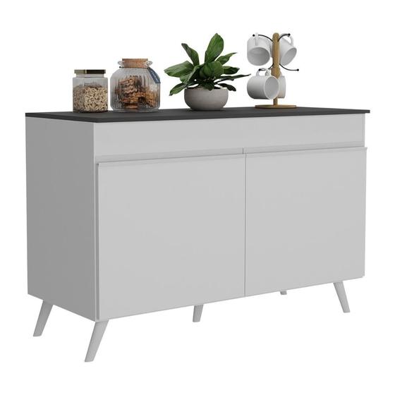 Imagem de Balcão Cozinha Gabinete Pia 120 cm 2 Portas Veneza Multimóveis MP3738 Branco/Branco