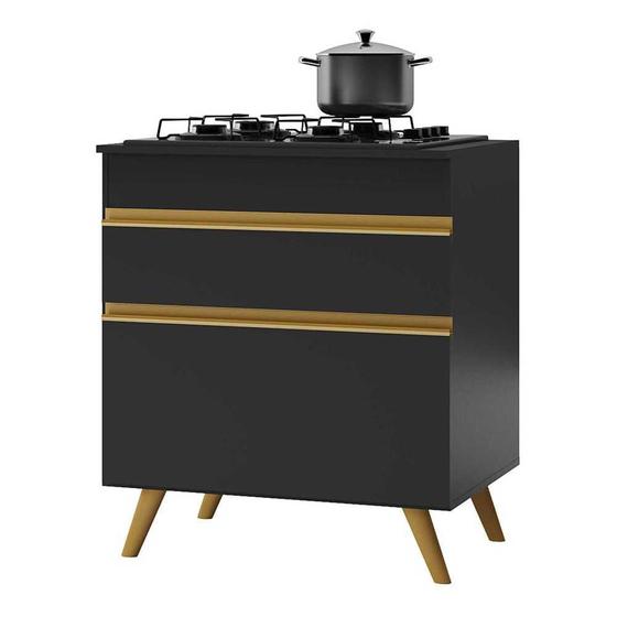 Imagem de Balcão Cozinha para Cooktop 70 cm 1 Porta 1 Gaveta Veneza GB Multimóveis Preto