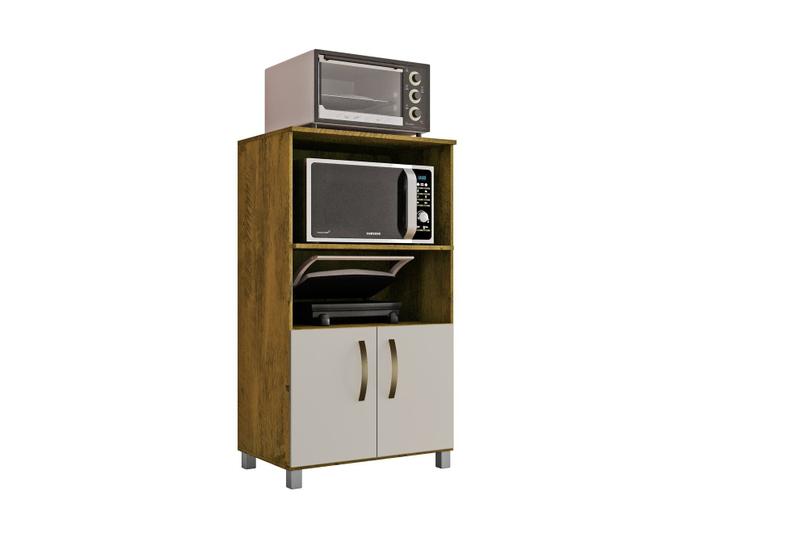 Imagem de Balcão Cozinha para Forno Elétrico Microondas Multiuso com 2 Portas e 4 pés Helena  65x120cm