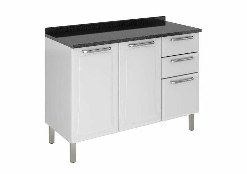 Balcão Cozinhas Itatiaia Tarsila - 3 Portas e 2 Gavetas - Branco Menor preço em Balcão Cozinhas Itatiaia Tarsila - 3 Portas e 2 Gavetas - Branco