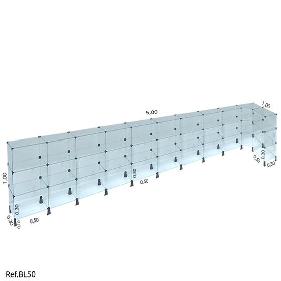 Imagem de Balcão de Atendimento L Modulado em Vidro 5,00 x 1,00 x 0,30