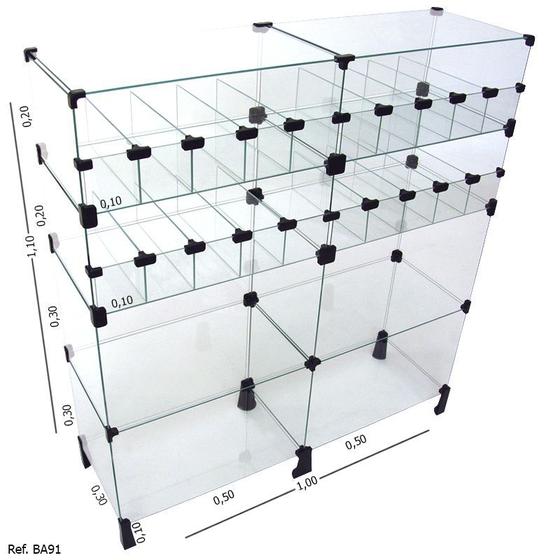 Imagem de Balcão de Atendimento Modulado em Vidro - 1,00 x 1,10 x 0,30