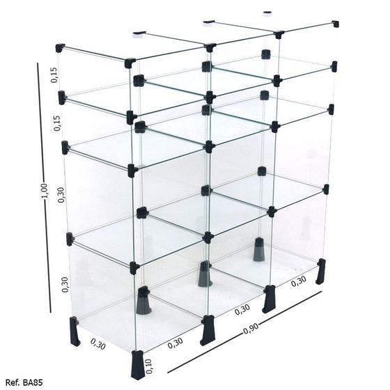 Imagem de Balcão de Atendimento Modulado em Vidro 12 Casulos - 0,90 x 1,00 x 0,30