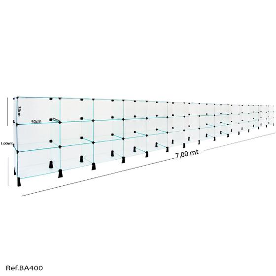 Imagem de Balcão de Atendimento Modulado em Vidro - 7,00 x 1,00 x 0,30