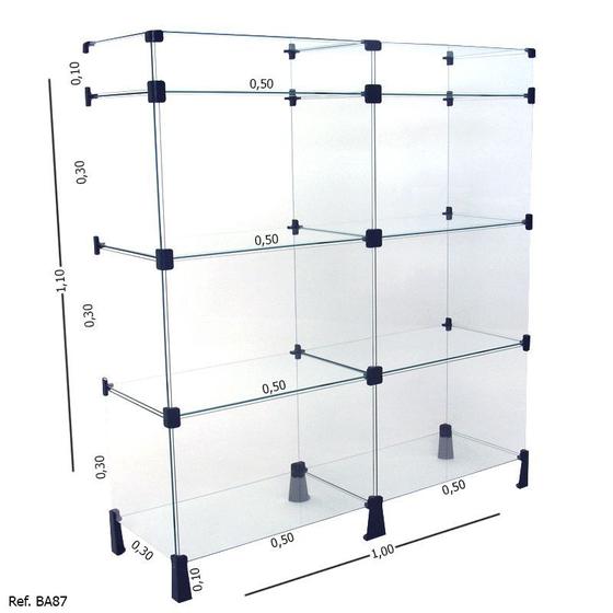 Imagem de Balcão de Atendimento Modulado em Vidro com Porta Bijuteria - 1,00 x 1,10 x 0,30