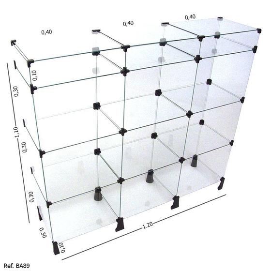 Imagem de Balcão de Atendimento Modulado em Vidro com Porta Bijuteria - 1,20 x1,10 x 0,30