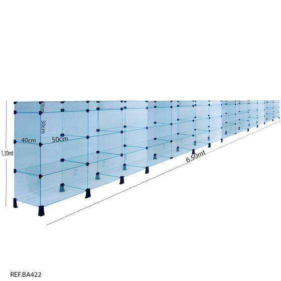Imagem de Balcão de Atendimento Modulado em Vidro com Porta Bijuterias - 6,5 x 1,10 x 0,40