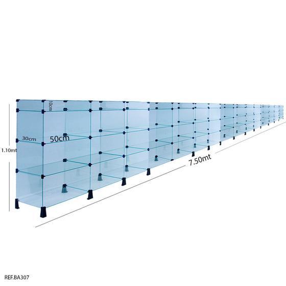 Imagem de Balcão de Atendimento Modulado em Vidro com Porta Bijuterias - 7,50 x 1,10 x 0,30