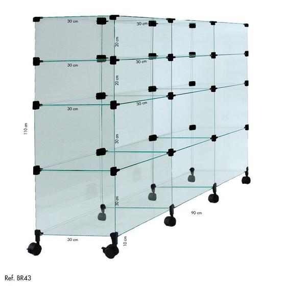 Imagem de Balcão de Atendimento Modulado em Vidro com Rodízios - 0,90 x 1,10 x 0,30