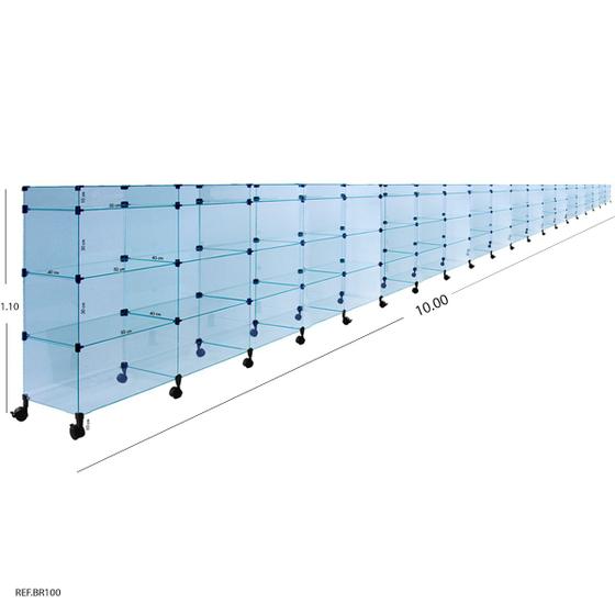 Imagem de Balcão de Atendimento Modulado em Vidro com Rodízios - 10,00 x 1,10 x 0,30