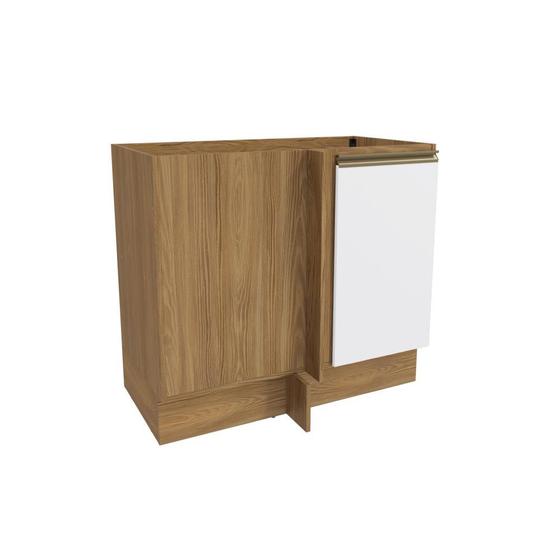 Balcão de Canto Reto Celeste Kappesberg 100% MDF 1 Porta Nogueira/Branco 98cm Menor preço em Balcão de Canto Reto Celeste Kappesberg 100% MDF 1 Porta Nogueira/Branco 98cm