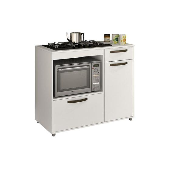 Imagem de Balcão de Cozinha 2 portas 1 gaveta para Cooktop 4 e 5 bocas Luna CHF Móveis Branco