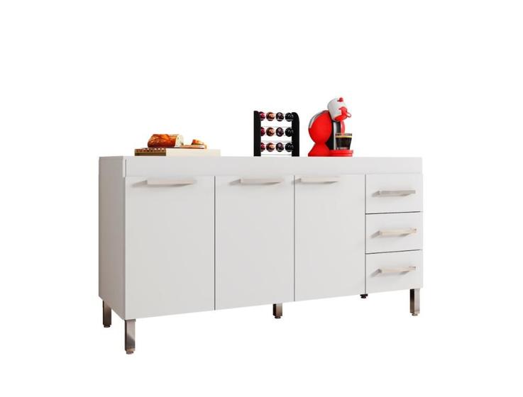 Imagem de Balcão de Cozinha 3 Portas 3 Gavetas Branco Bela Casa