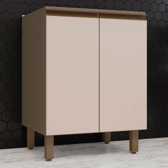 Imagem de Balcão de Cozinha 60 cm Connect 2 Portas 100% Mdf C78 Duna/Cristal - Henn