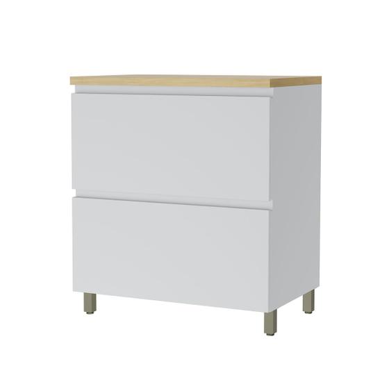 Imagem de Balcão de Cozinha 80 Cm Rainha 1 Porta 1 Gaveta 100% Mdf Branco/Nature - Nesher