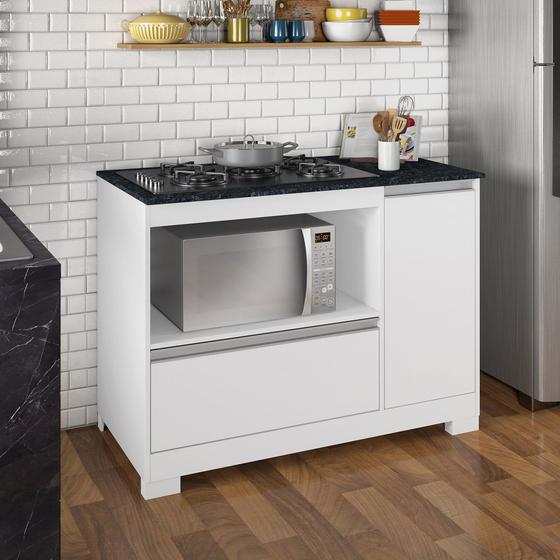 Imagem de Balcão de Cozinha Amanda para Cooktop 5 bocas 1 Porta 1 Gaveta Branco