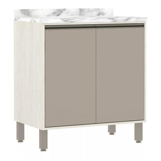 Imagem de Balcão de Cozinha com Tampo 80 cm 2 Portas de Abrir 1 Prateleira Linea Luciane Móveis