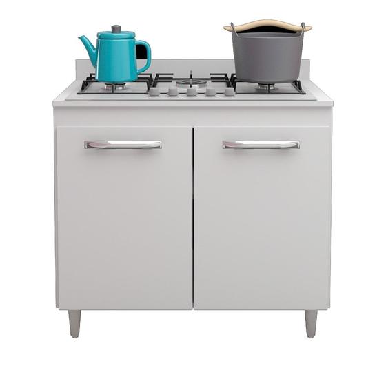 Imagem de Balcão de Cozinha Cooktop Roma 2 Portas Branco - Lumil Móveis