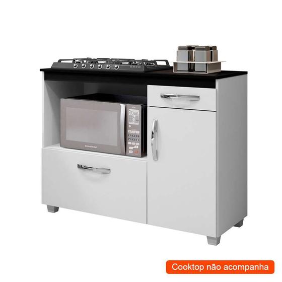 Imagem de Balcão de Cozinha Cronus com Tampo para Cooktop 4 Bocas 2 PT 1 GV Branco