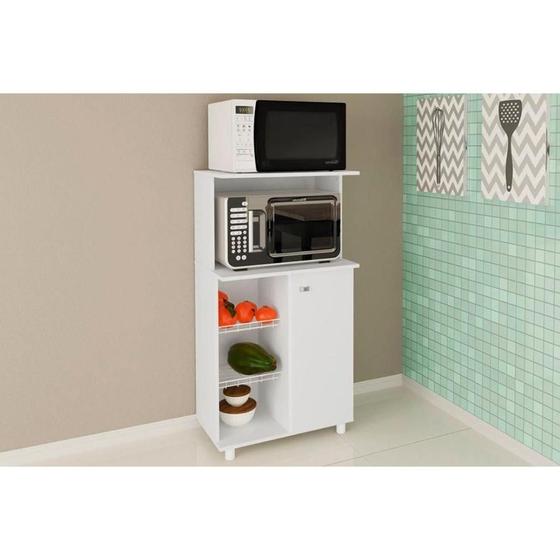 Imagem de Balcão de Cozinha Fruteira BF3207 c/ 1 Porta 2 Cestos e 1 Nicho 60cm Branco - Tecno Mobili