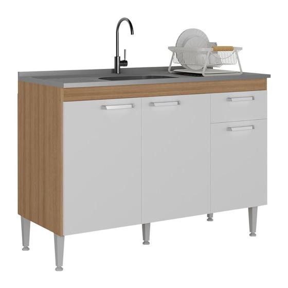 Balcão de Cozinha Gabinete para Pia 120cm Paris Multimóveis MP2215 Menor preço em Balcão de Cozinha Gabinete para Pia 120cm Paris Multimóveis MP2215