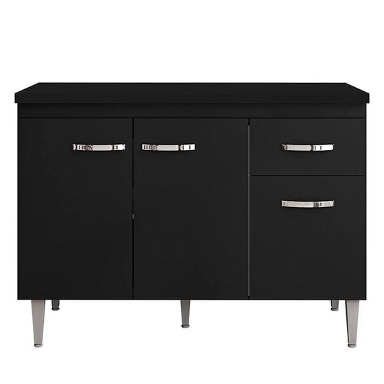 Imagem de Balcão de Cozinha Gabriela com Tampo 120 cm Preto Fosco - AJL