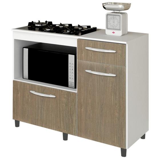 Imagem de Balcão de Cozinha Mali para Cooktop e Forno Microondas - Lumil Móveis