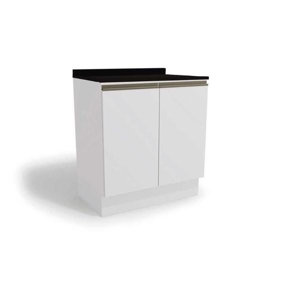 Imagem de Balcão de Cozinha Maxxi G744 2 Portas c/Tampo 80cm Branco/Preto - Kappesberg