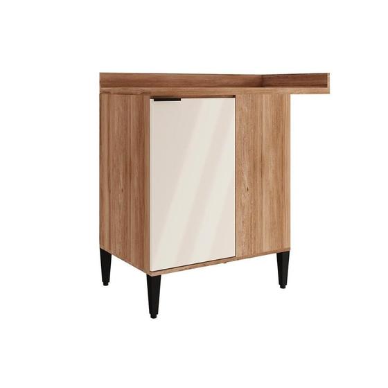 Imagem de Balcão de Cozinha Modulado Alpha 2508 Canto Reto c/ 1 Porta c/ Tampo 94cm Freijo/Off White - Carraro
