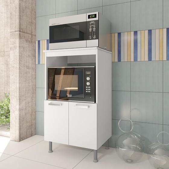 Imagem de Balcão De Cozinha Modulado para Forno e Microondas Fidelitá Verona 65cm 2 Portas Branco