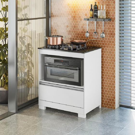 Balcão de Cozinha Para Cooktop 4 bocas e Nicho para Forno NT3110 Branco