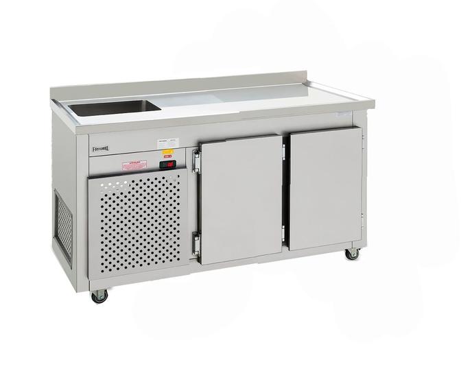 Imagem de Balcão de encosto Refrigerado em Aço Inox com Termostato Digital 1,50x 0,65 x 0,90 Fritomaq