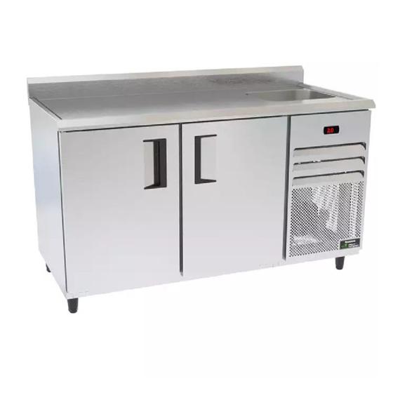 Imagem de Balcão de Encosto Refrigerado Inox 2M Borda Com Espelho e 1 Cuba VBSR20 Venâncio 220v
