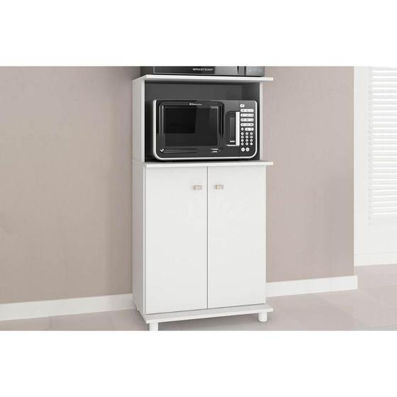 Imagem de Balcão de Escritório Multiuso BL-3307 c/ 2 Portas e Nicho p/ Microondas 60cm Branco - Tecno Mobili