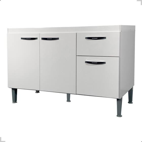 Balcão De Pia 120cm Cozinha Multiuso Casa Serviço Móveis 3 Portas 1 Gaveta sem Tampo - IRM MOVEIS