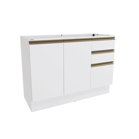Balcão de Pia Celeste Kappesberg 100% MDF 2 Portas 3 Gavetas Branco 120cm Menor preço em Balcão de Pia Celeste Kappesberg 100% MDF 2 Portas 3 Gavetas Branco 120cm