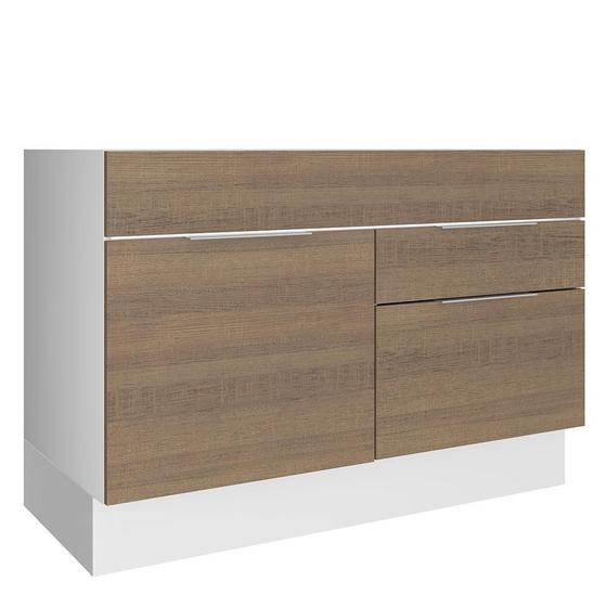 Imagem de Balcão de Pia Madesa Stella 1 Porta e 2 Gavetas - Branco/Rustic