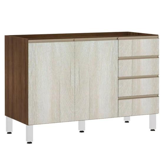 Imagem de Balcão de Pia sem Tampo para Cozinha 120cm 2 Portas 4 Gavetas Jade Luciane Móveis