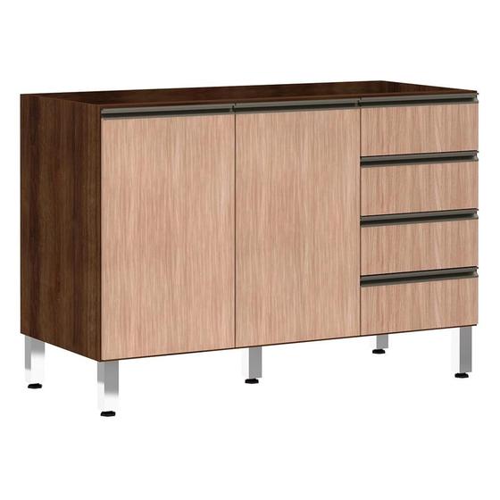Imagem de Balcão de Pia sem Tampo para Cozinha 120cm 2 Portas 4 Gavetas Jade Luciane Móveis